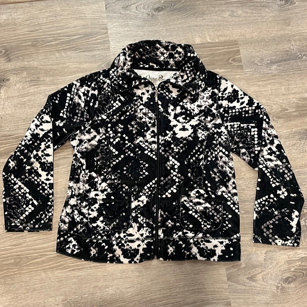 Onque Casuals Snake Print Velour Track Jacket sz L